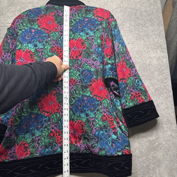 Emanuel Ungaro Quilted Floral Jacket Velvet Trim‎ Paris Neiman Marcus Large - Picture 9 of 12